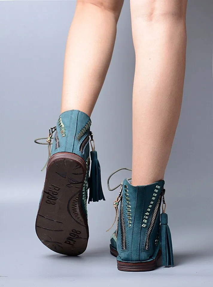 Fashion Hollow Out Tassels Cross Tied Bohemia Sandal Summer Peep Toe Low Heel Women Sandals All-match Female Shoe