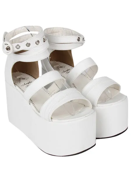 Fashion PU Leather White Lolita Sandals