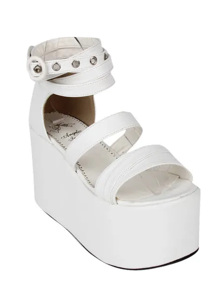Fashion PU Leather White Lolita Sandals