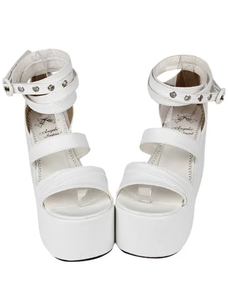 Fashion PU Leather White Lolita Sandals