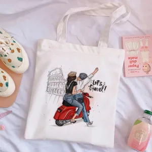 Fashion Trend Shoes Pattern Women Capacity Canvas Bag I