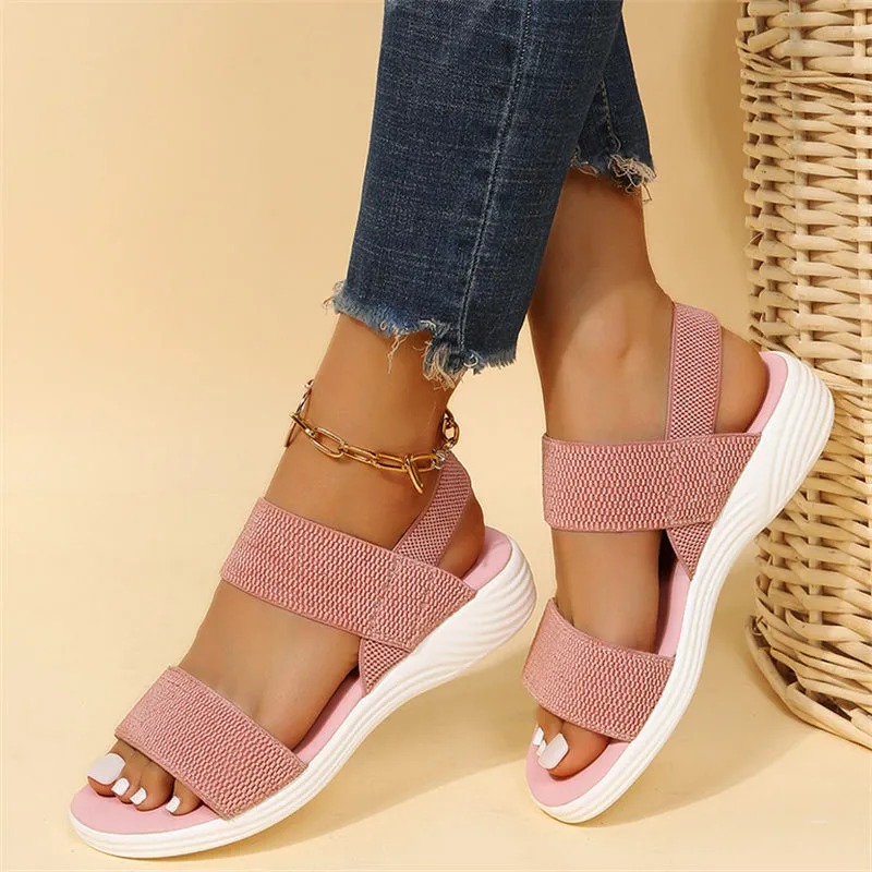 Female Casual Sports Elastic Band Super Light Thick Sole Sandals