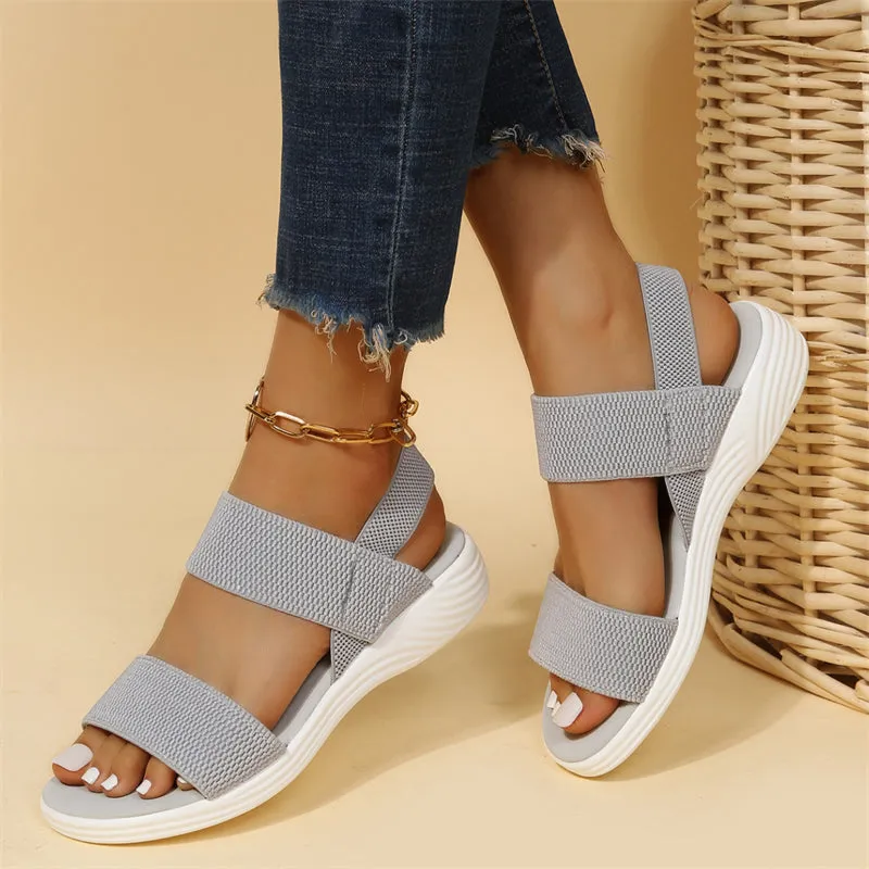 Female Casual Sports Elastic Band Super Light Thick Sole Sandals