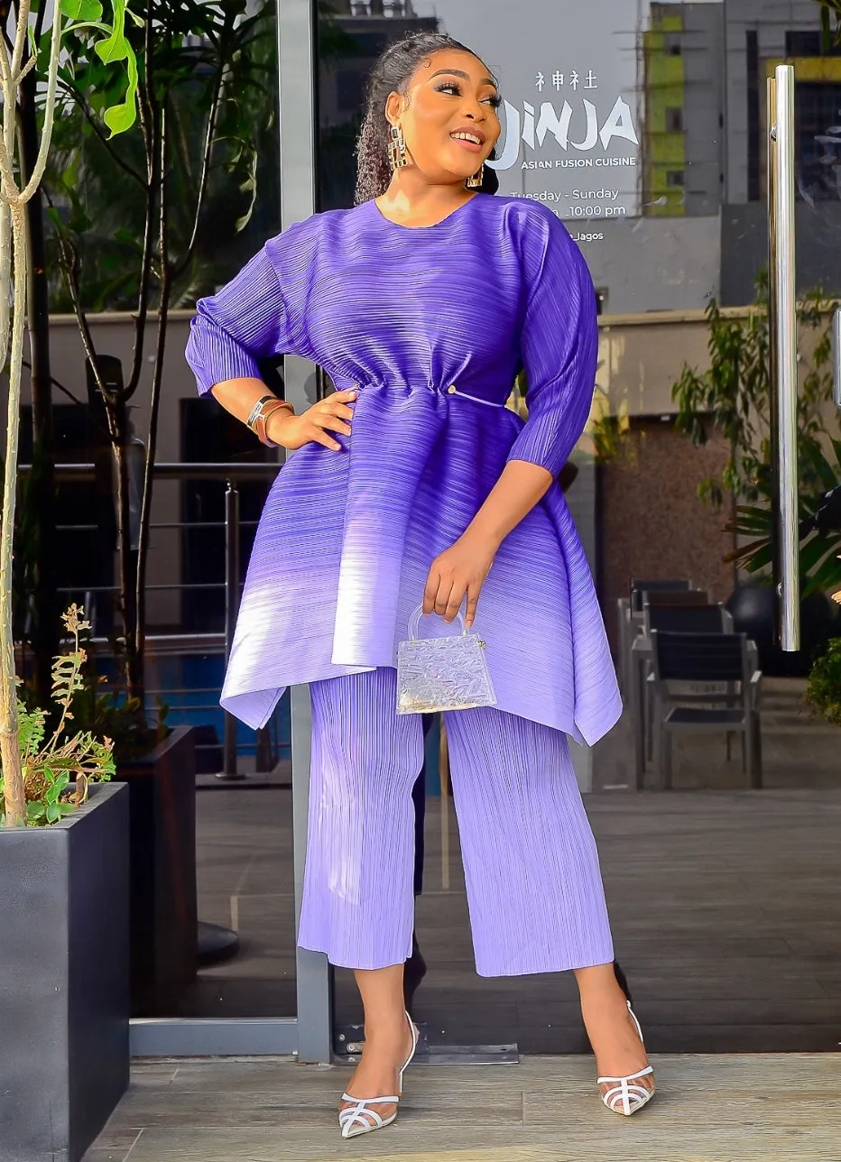FINAL SALE! Alina Pleats- 2pcs Ombre Color Capri Pant Set (NEW)