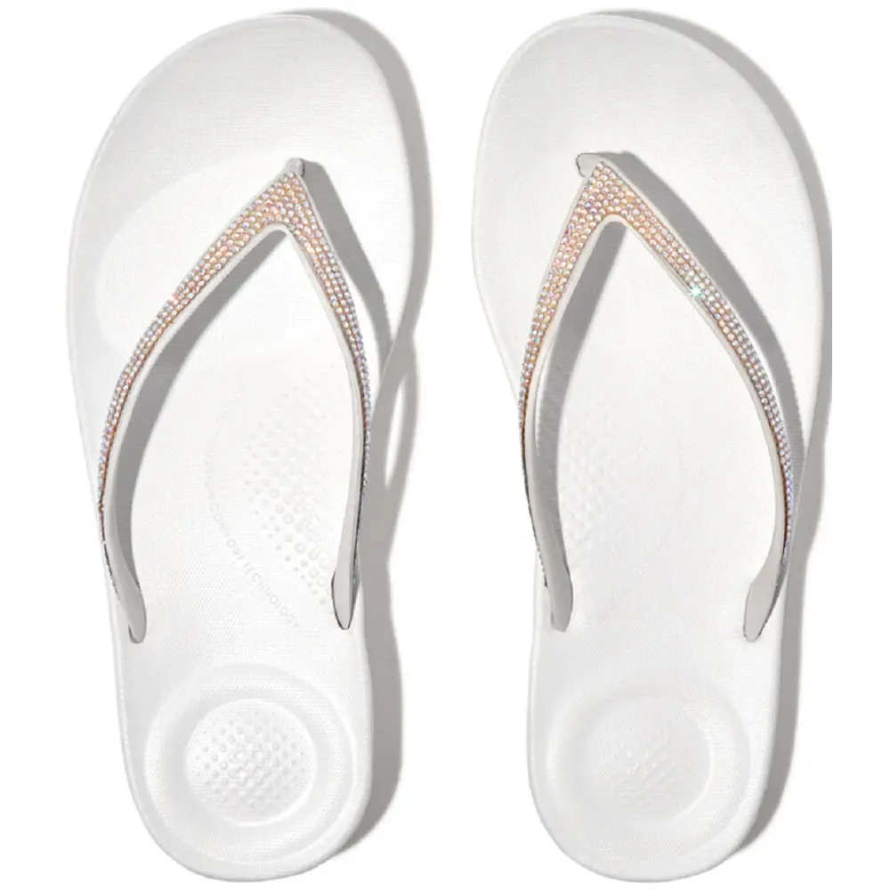 FitFlop Iqushion Sparkle Ergonomic Urban White Sandals