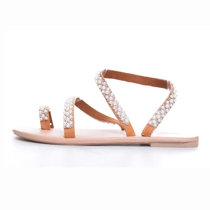 Flat Sandals Sweet Boho Pearl Decoration Sandals
