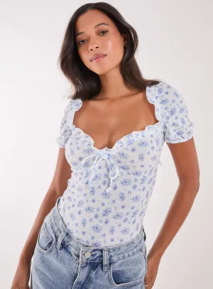 Floral Broderie Puff Sleeve Bodysuit