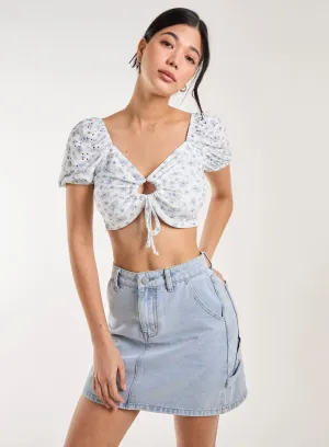 Floral Broderie Puff Sleeve Top