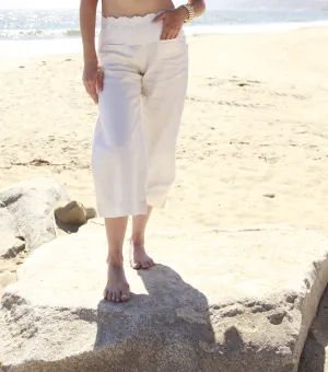 Fun At The Beach Linen Cullote Pants