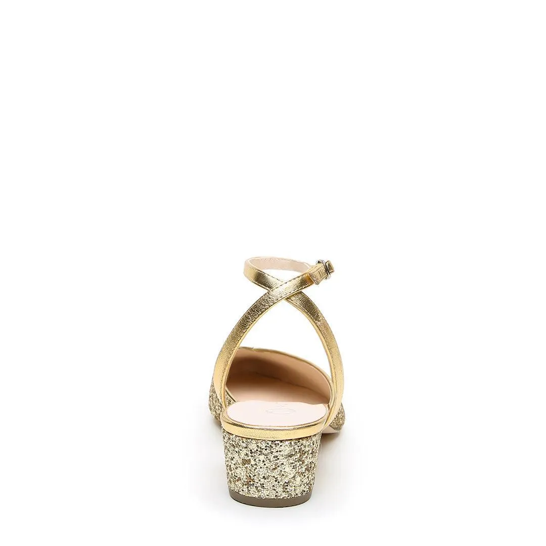Gatsby Glitter V Slide   Gold Marilyn Strap