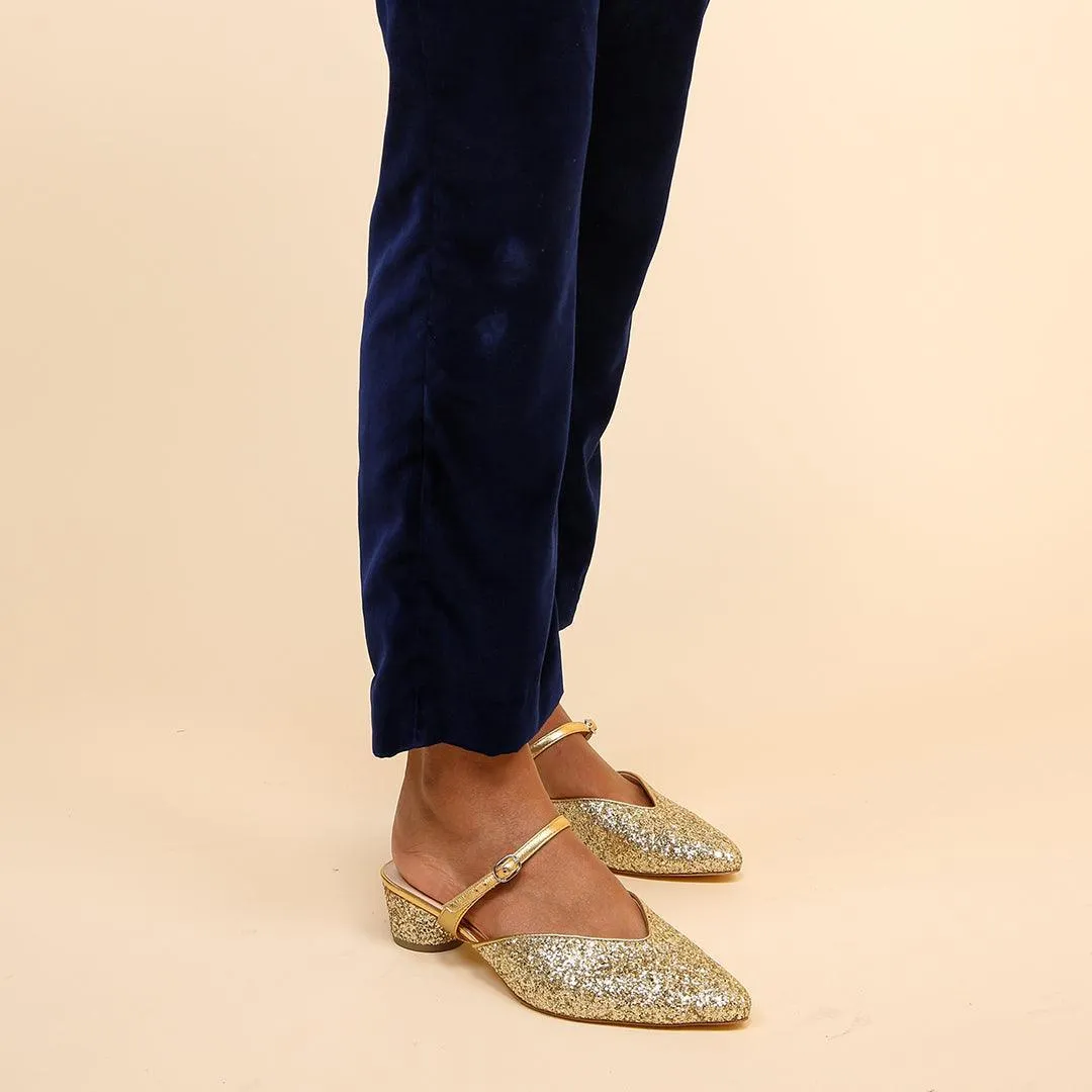 Gatsby Glitter V Slide   Gold Twiggy Strap