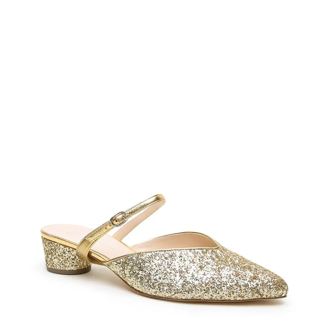 Gatsby Glitter V Slide   Gold Twiggy Strap