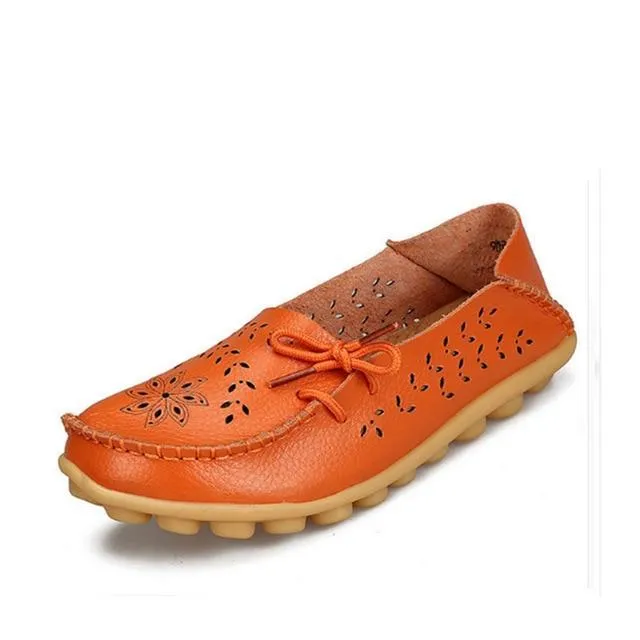 Genuine Leather Flat Shoes women Gommino Moccasin Loafers