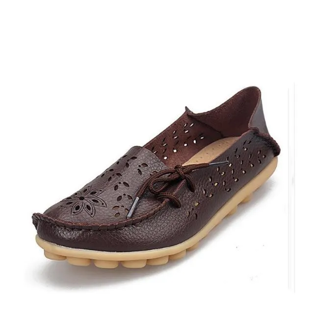Genuine Leather Flat Shoes women Gommino Moccasin Loafers