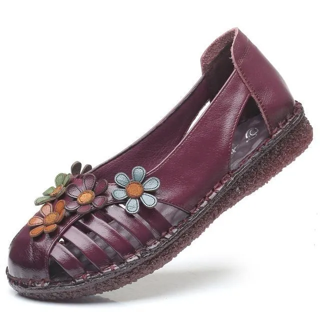 Genuine Leather Ladies Flat  Woman Slip On Casual Loafers