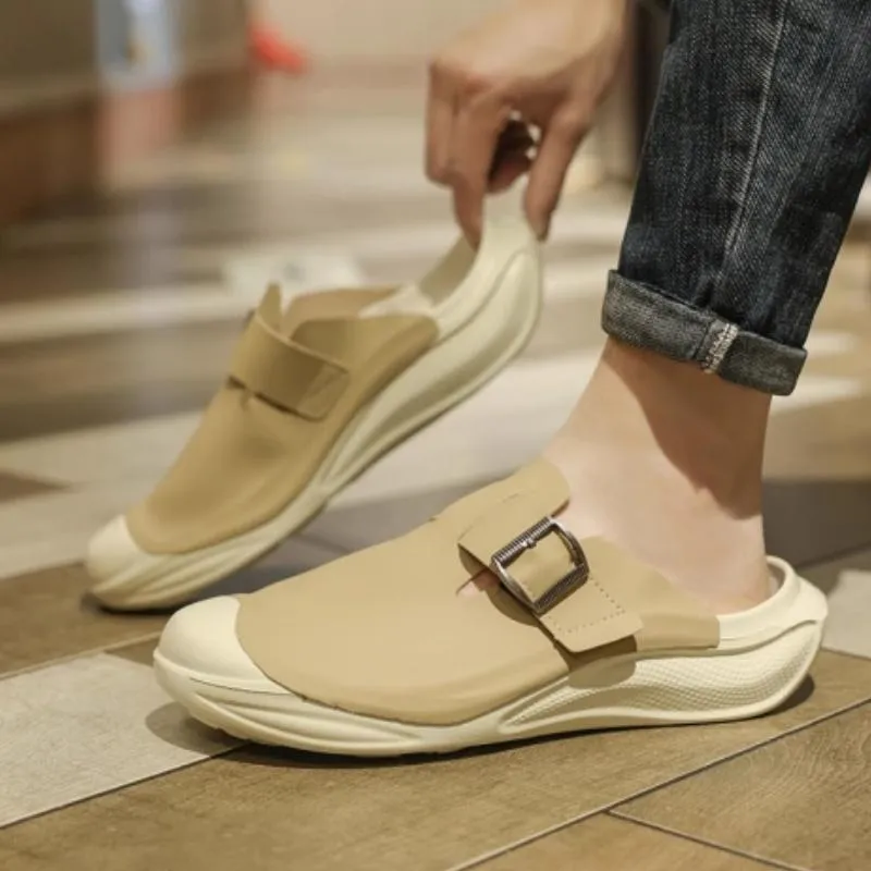 Genuine leather men's summer non-slip and deodorant closed toe slippers Birkenstock sandals