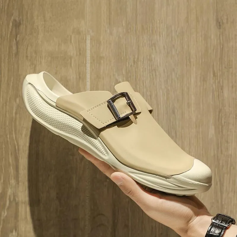 Genuine leather men's summer non-slip and deodorant closed toe slippers Birkenstock sandals