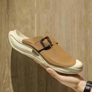 Genuine leather men's summer non-slip and deodorant closed toe slippers Birkenstock sandals