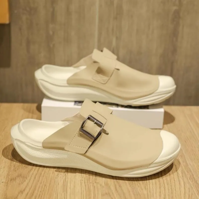 Genuine leather men's summer non-slip and deodorant closed toe slippers Birkenstock sandals