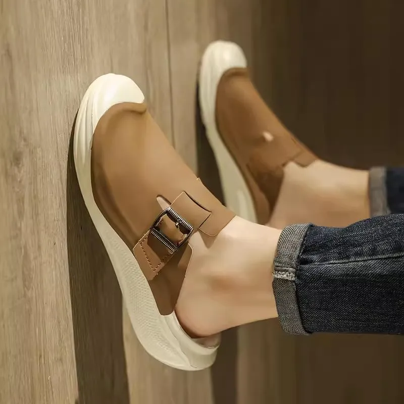 Genuine leather men's summer non-slip and deodorant closed toe slippers Birkenstock sandals