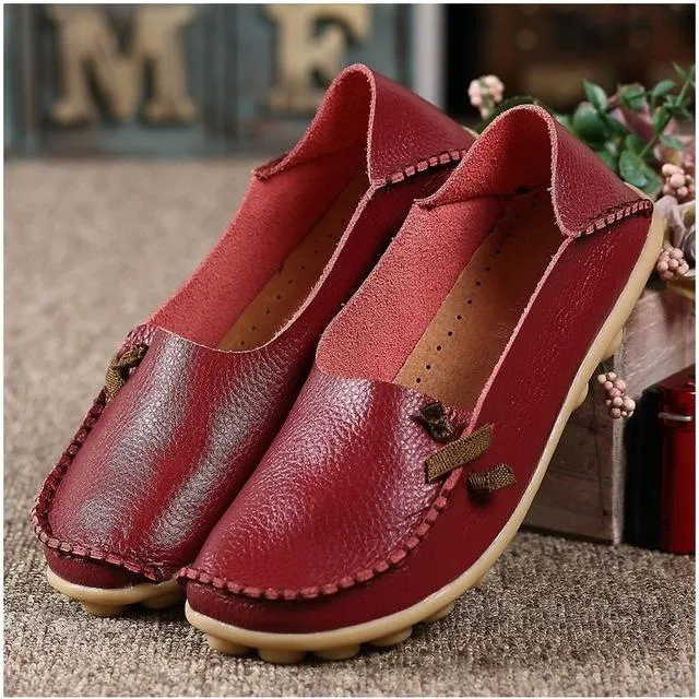 Genuine Leather Shoes Woman Loafers