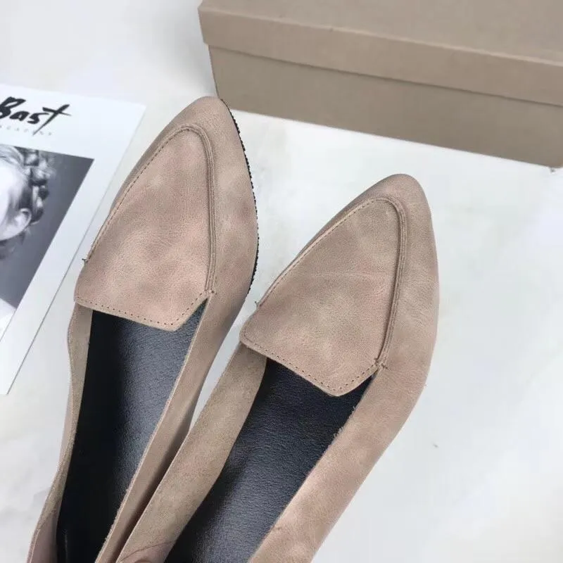 Genuine Leather Women Flats shoes Comfortable soft Pointed Toe Solid Pregnant Driving Ladies Loafers
