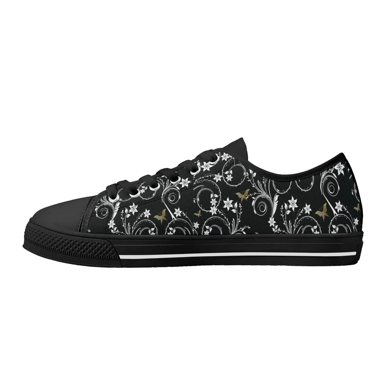 Gold Butterfly Womens Lightweight Low Top Canvas Shoes