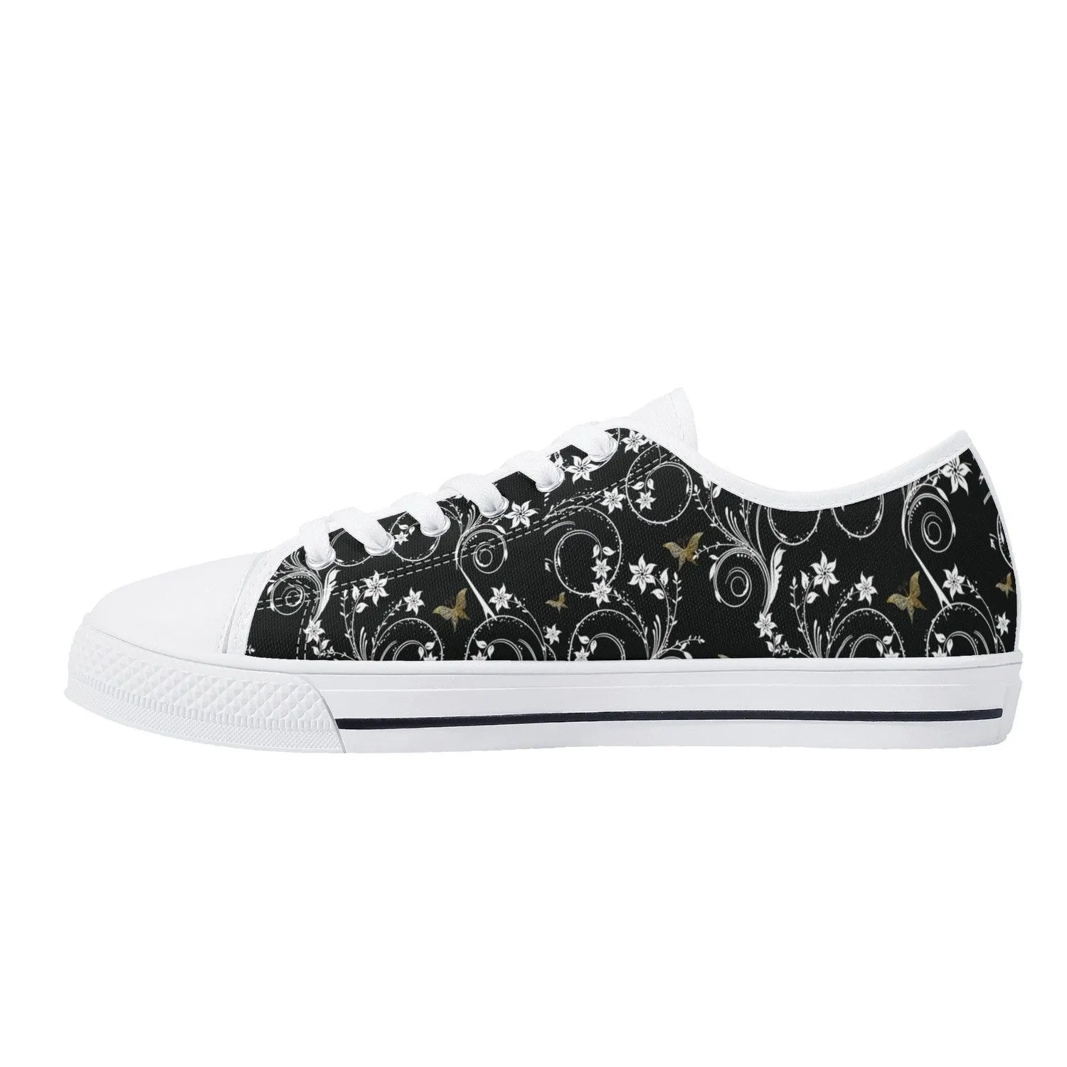 Gold Butterfly Womens Lightweight Low Top Canvas Shoes