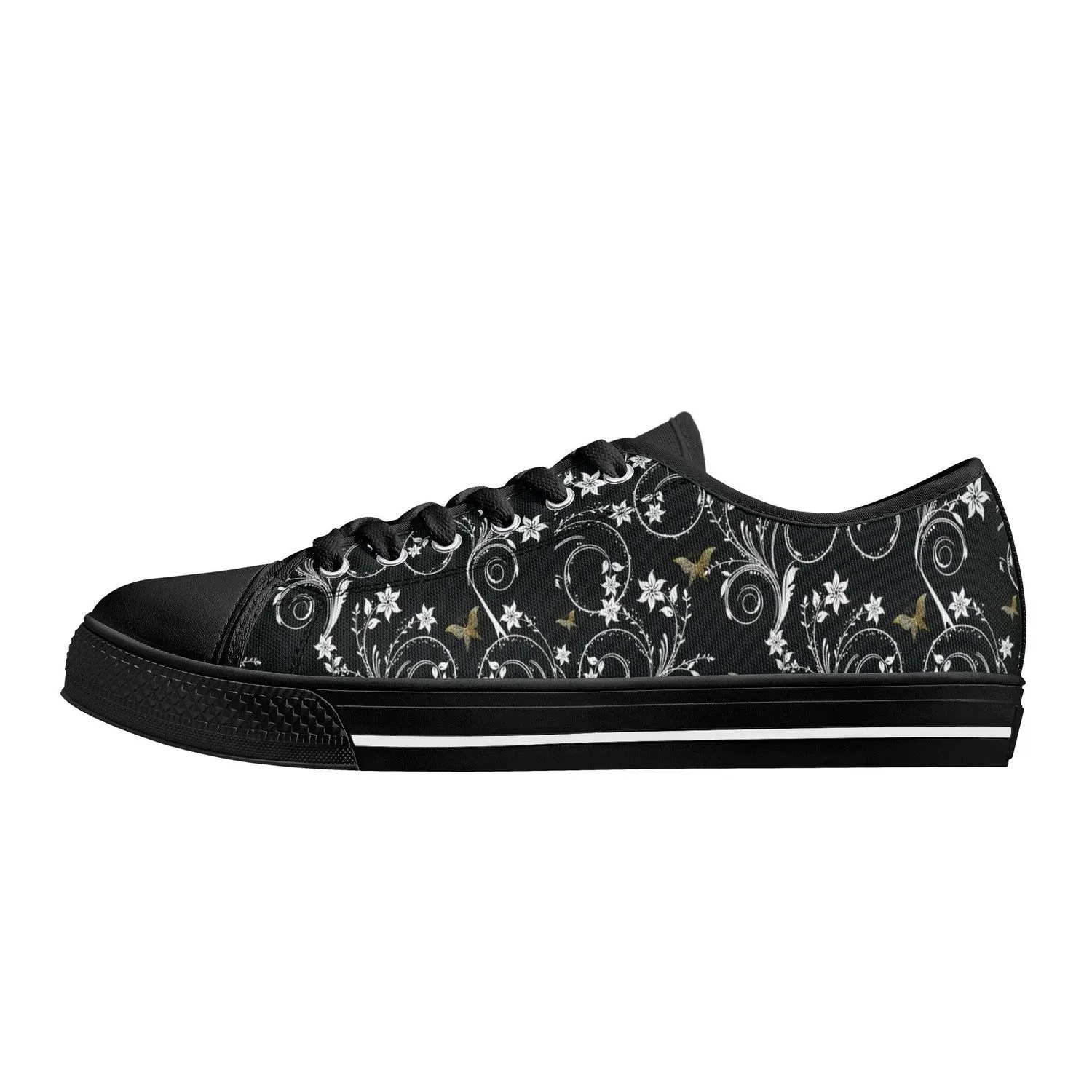 Gold Butterfly Womens Lightweight Low Top Canvas Shoes