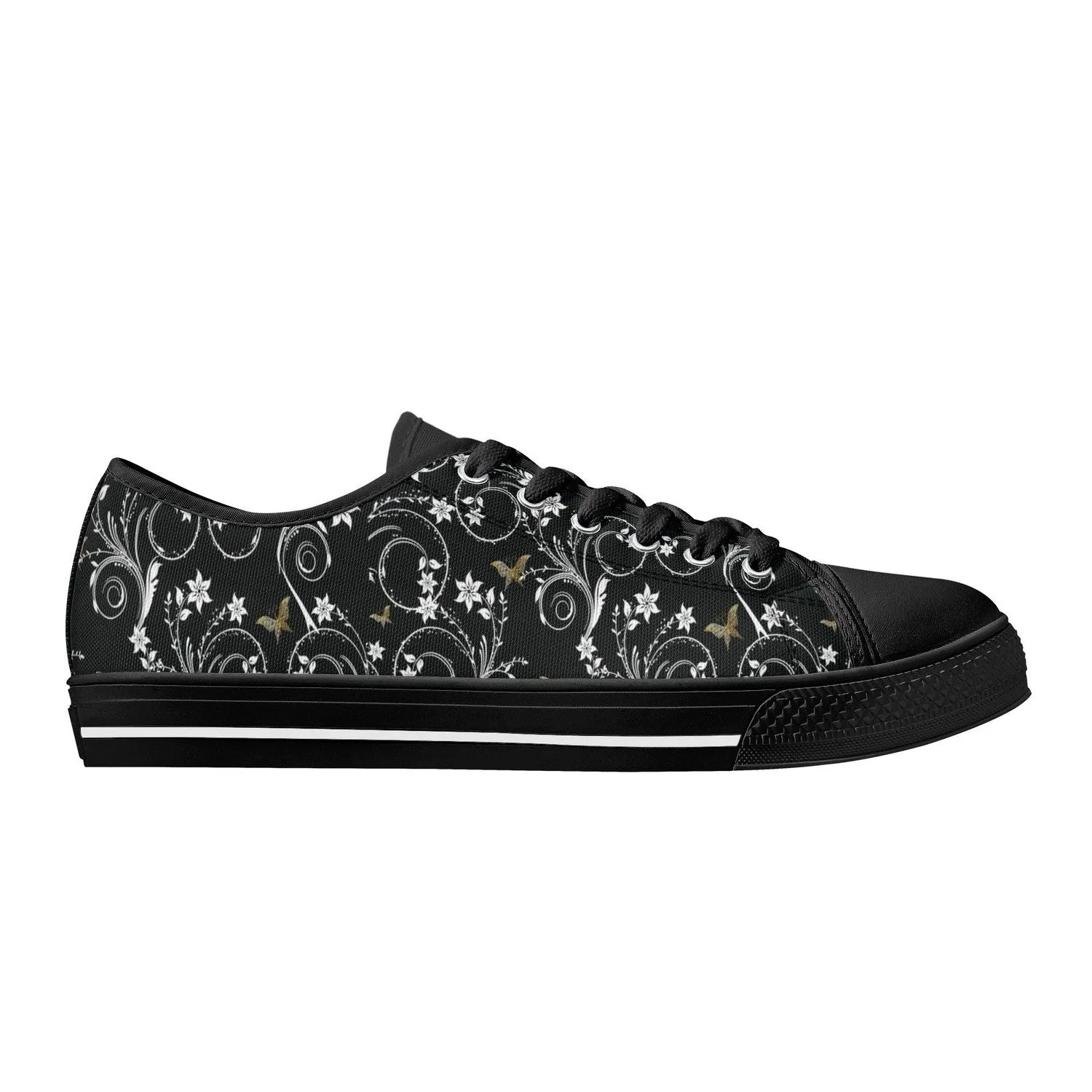 Gold Butterfly Womens Lightweight Low Top Canvas Shoes