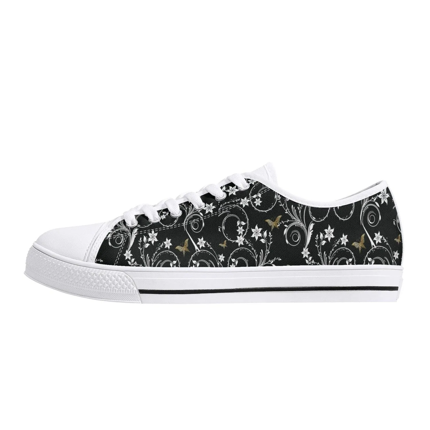 Gold Butterfly Womens Lightweight Low Top Canvas Shoes