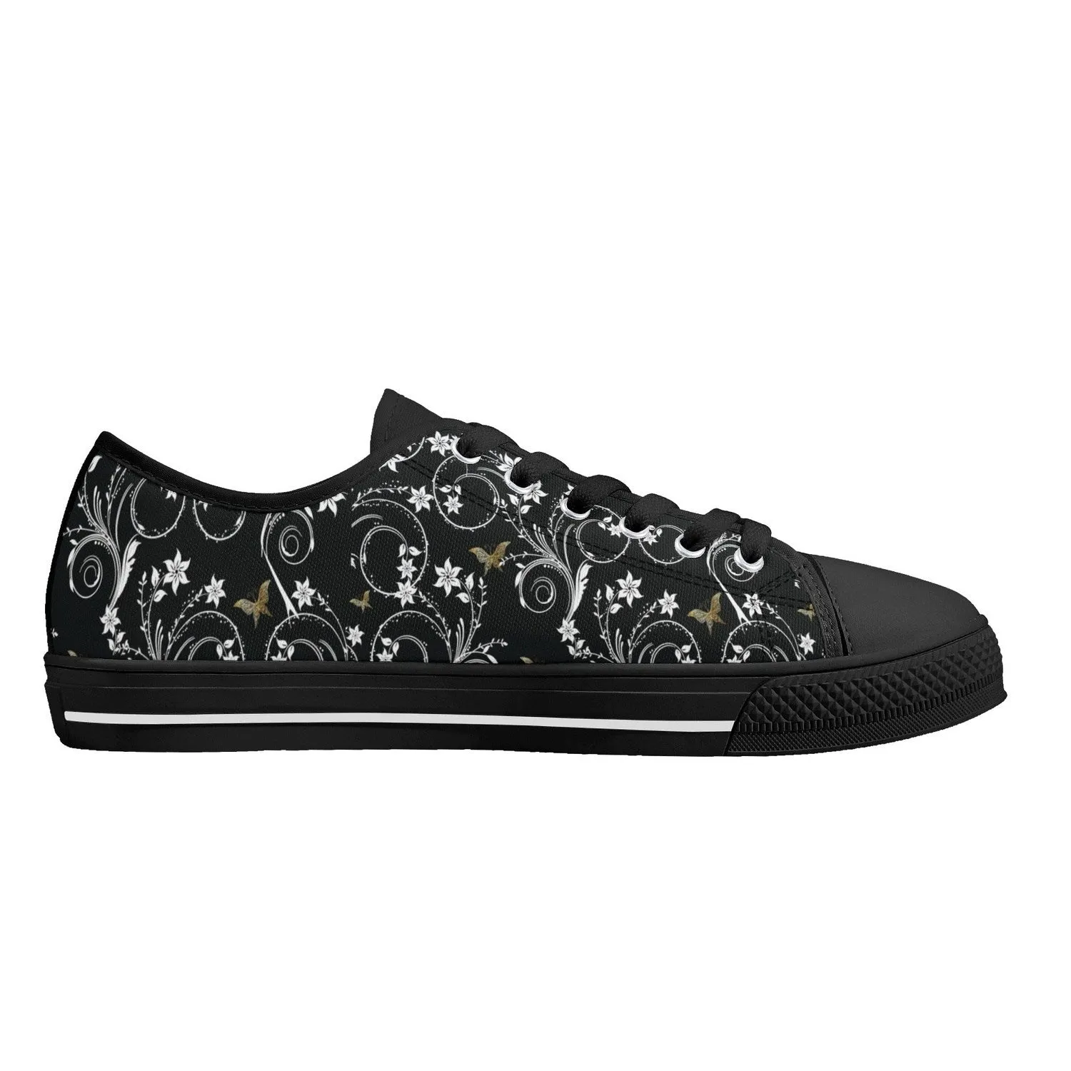Gold Butterfly Womens Lightweight Low Top Canvas Shoes