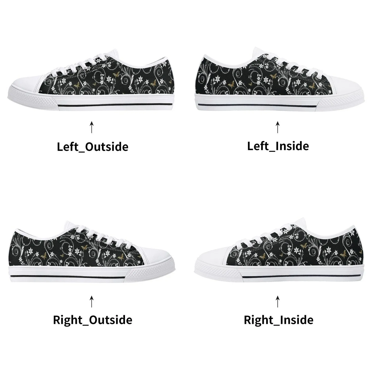 Gold Butterfly Womens Lightweight Low Top Canvas Shoes