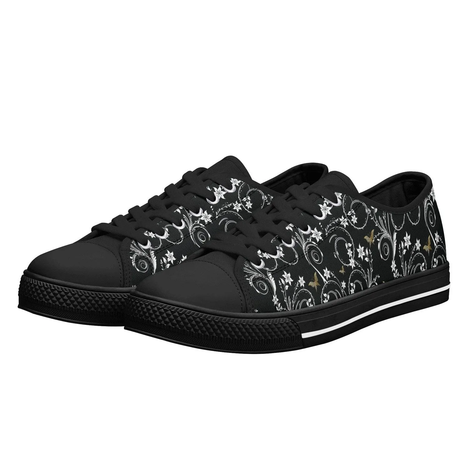 Gold Butterfly Womens Lightweight Low Top Canvas Shoes