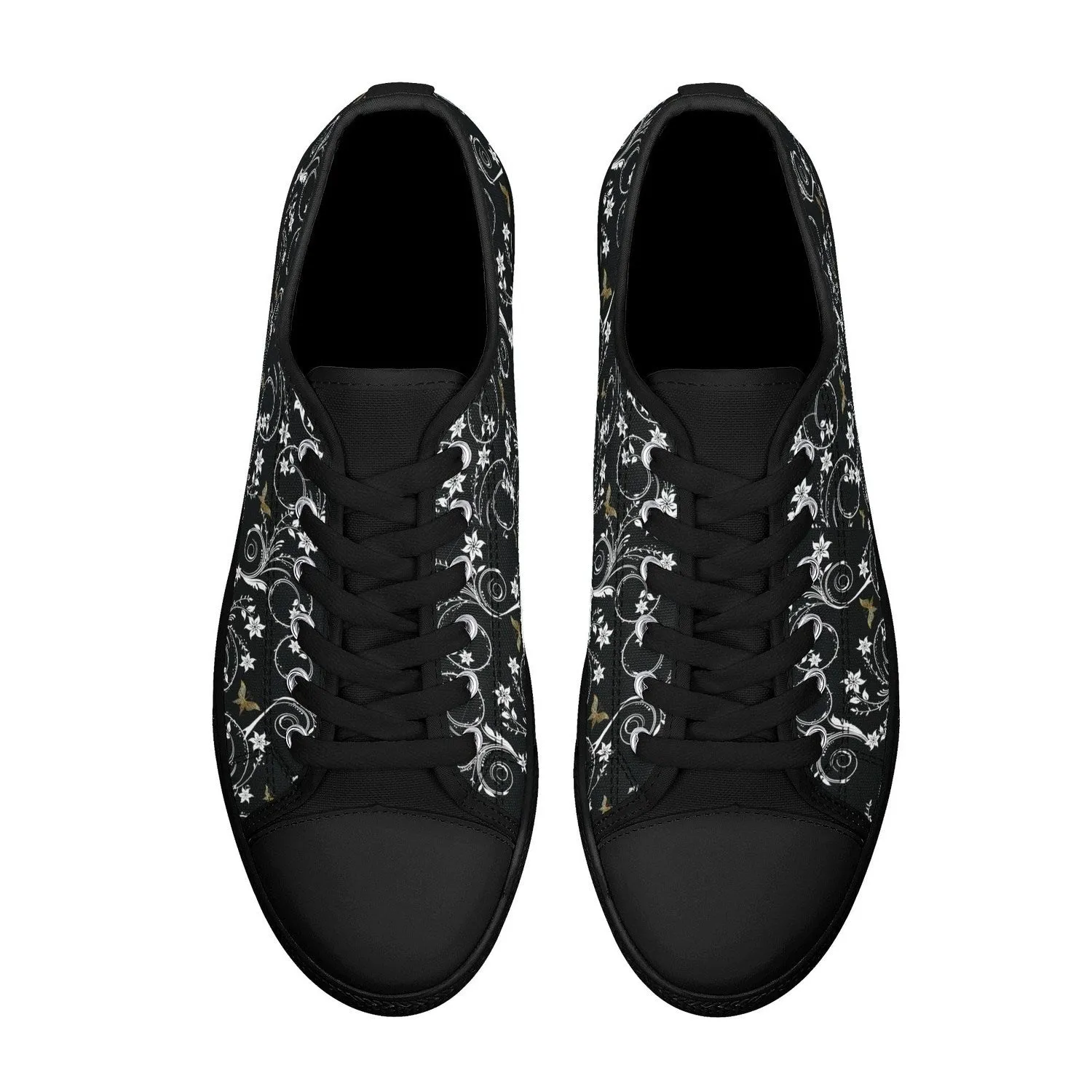 Gold Butterfly Womens Lightweight Low Top Canvas Shoes