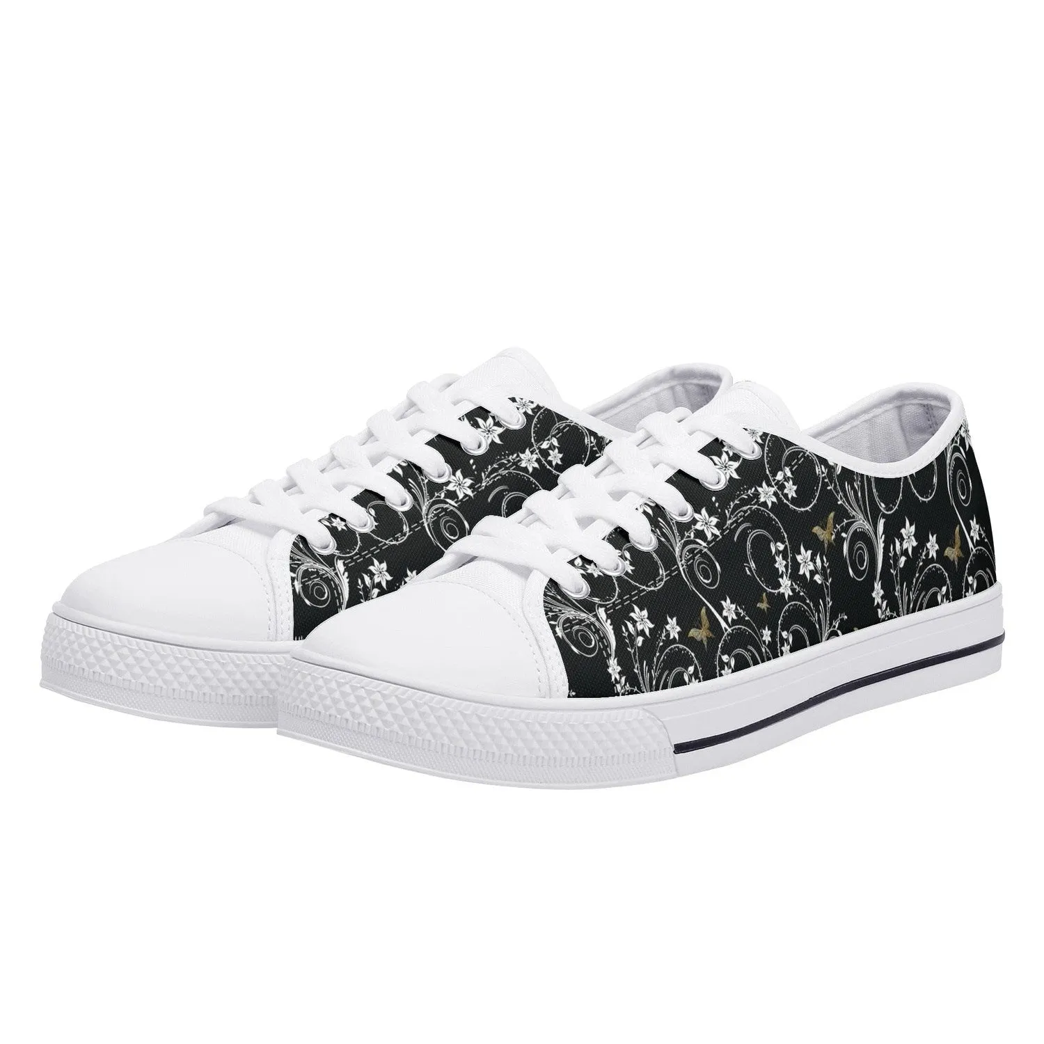 Gold Butterfly Womens Lightweight Low Top Canvas Shoes