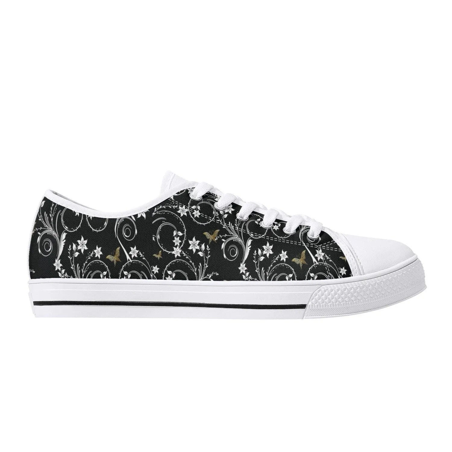 Gold Butterfly Womens Lightweight Low Top Canvas Shoes