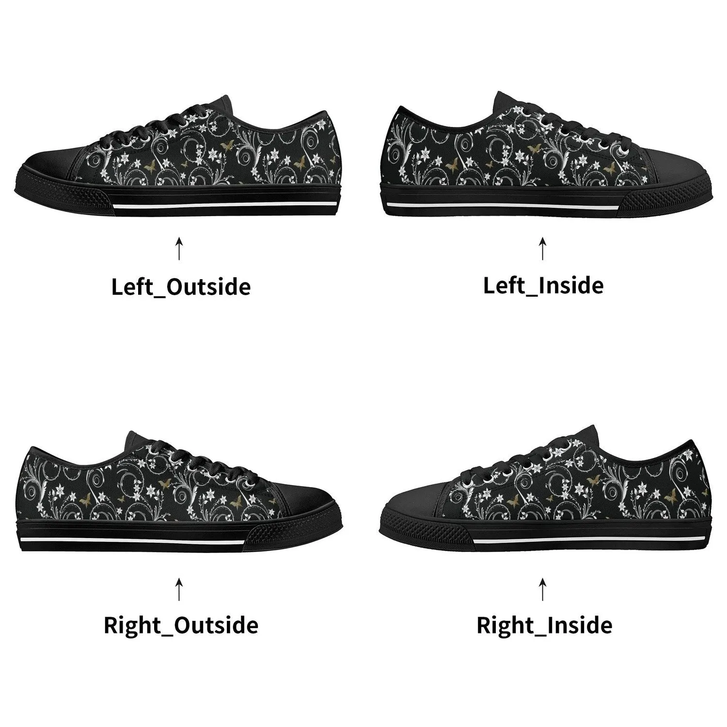 Gold Butterfly Womens Lightweight Low Top Canvas Shoes
