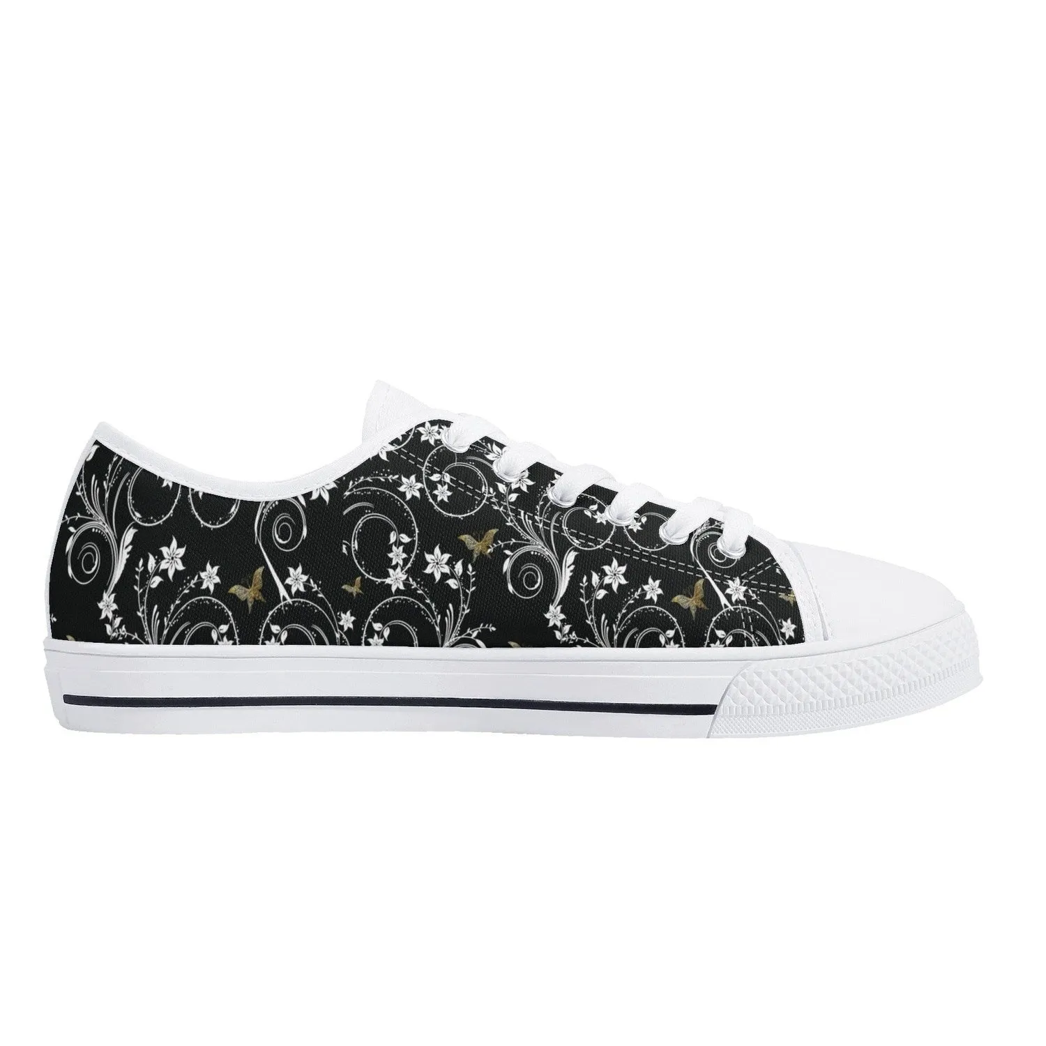 Gold Butterfly Womens Lightweight Low Top Canvas Shoes