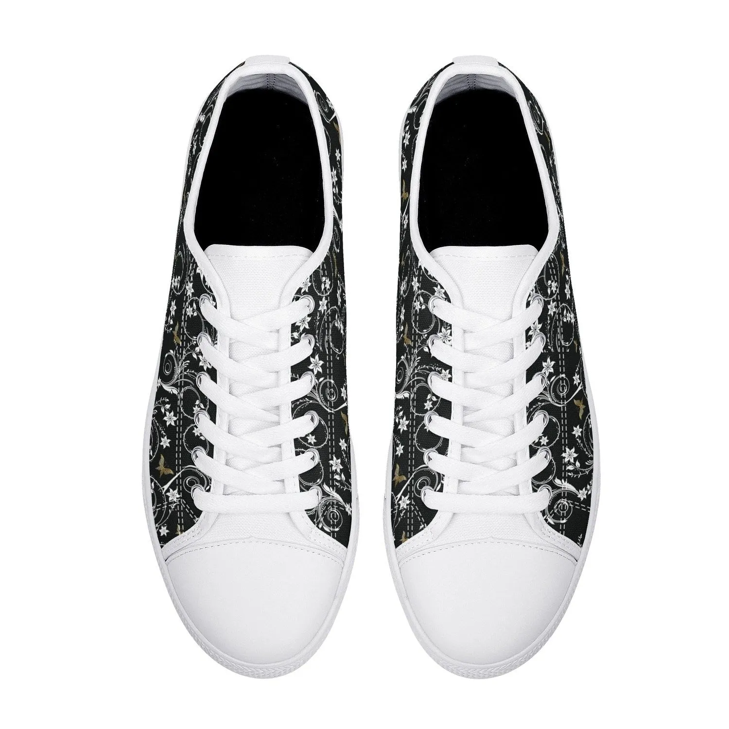 Gold Butterfly Womens Lightweight Low Top Canvas Shoes