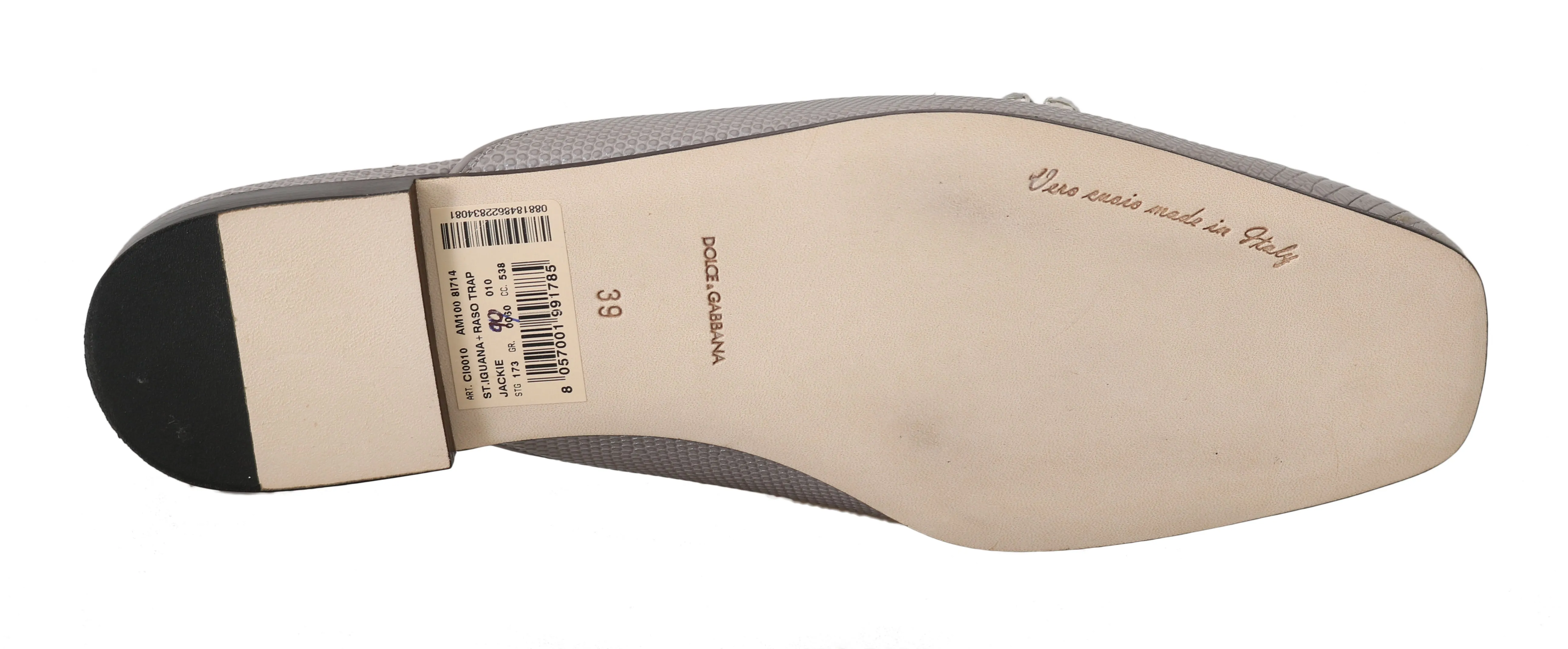 Gray Leather Iguana Crystal Mules