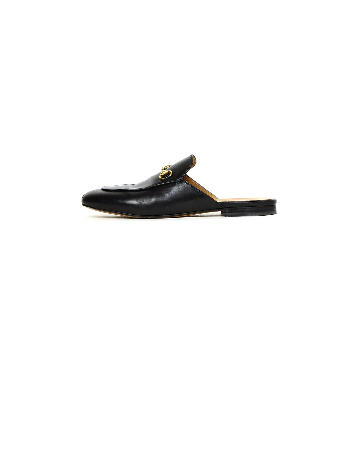 Gucci Black Leather Princetown Mules sz 40.5