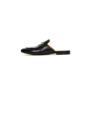 Gucci Black Leather Princetown Mules sz 40.5