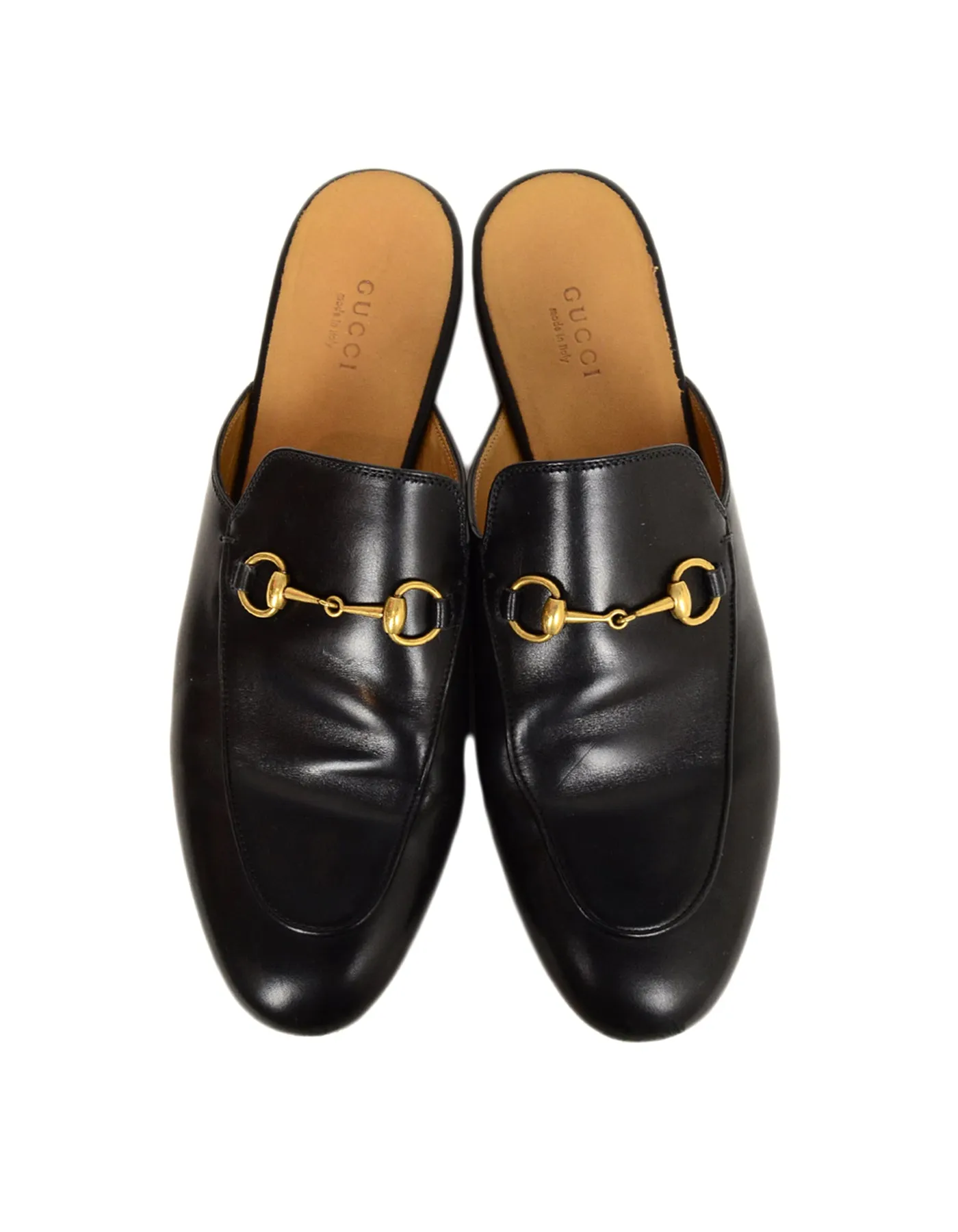 Gucci Black Leather Princetown Mules sz 40.5
