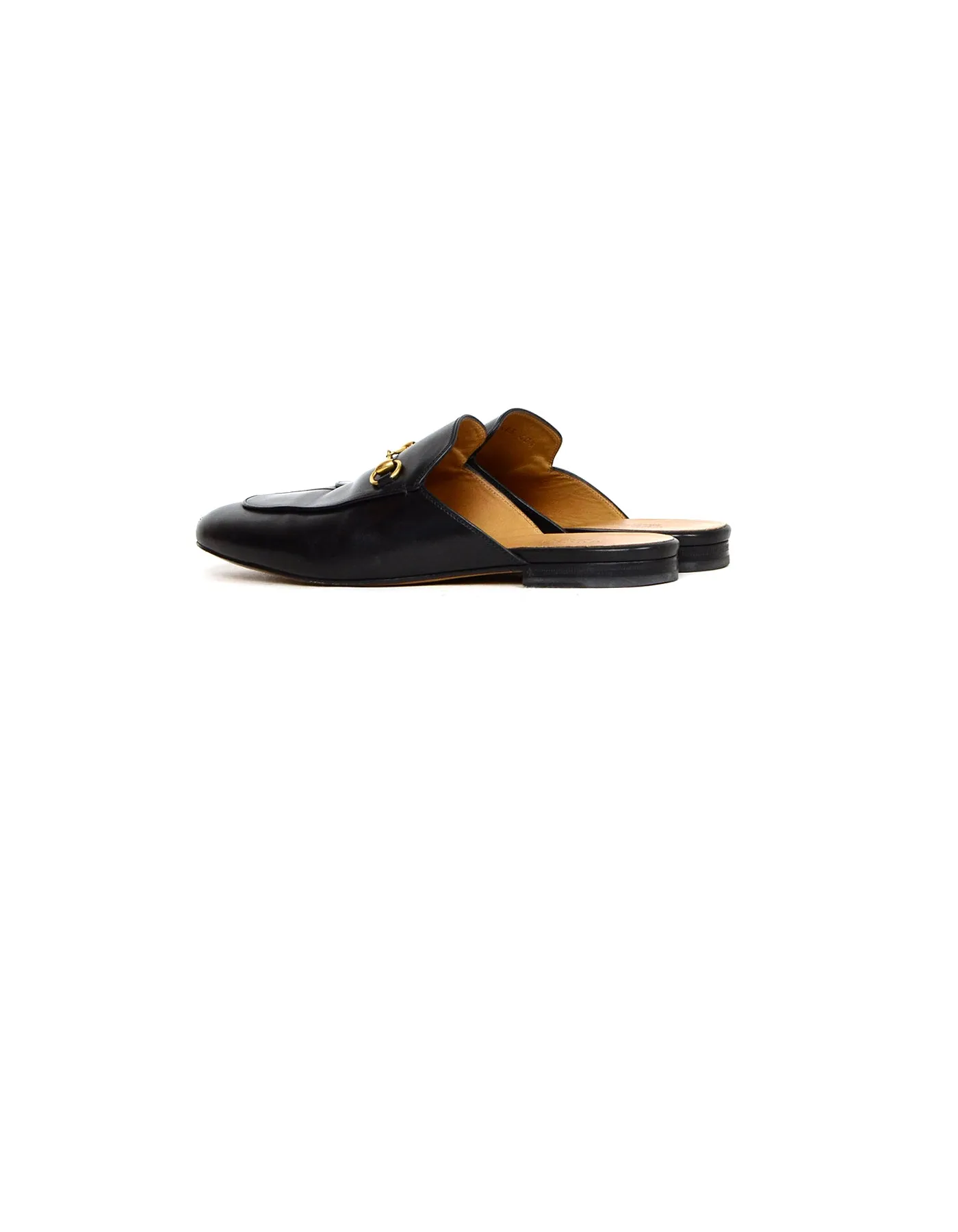 Gucci Black Leather Princetown Mules sz 40.5