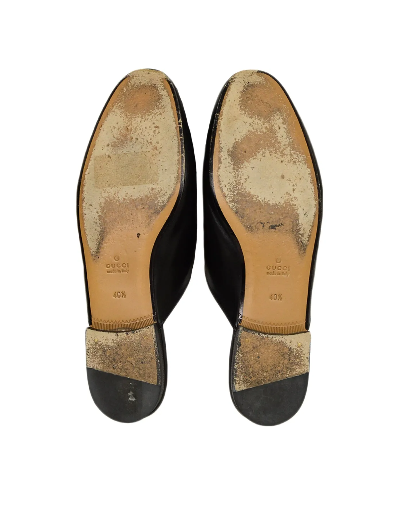 Gucci Black Leather Princetown Mules sz 40.5