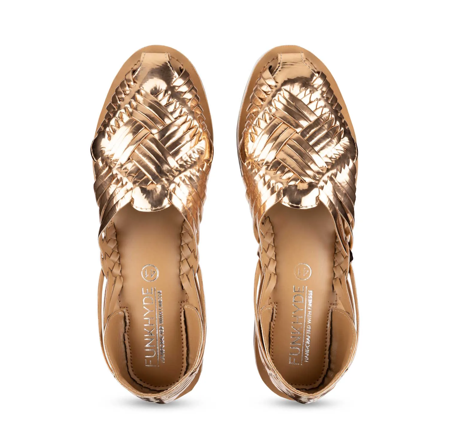 Haora Rose Gold Huarache Sandals