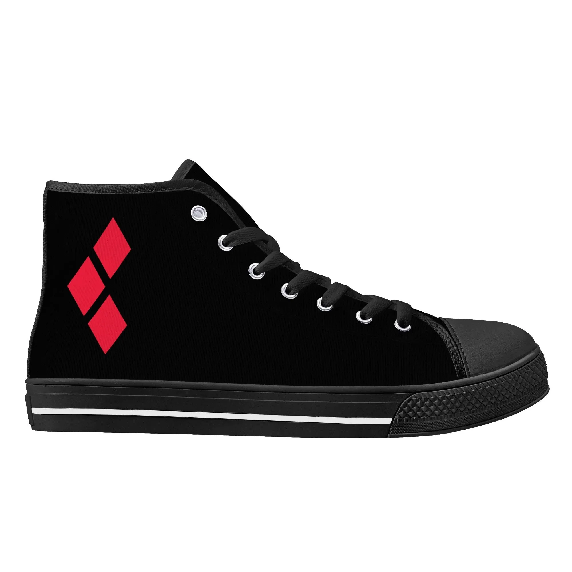 Harley Opposites (L-Red R-Black) Mens High Top Canvas Shoes