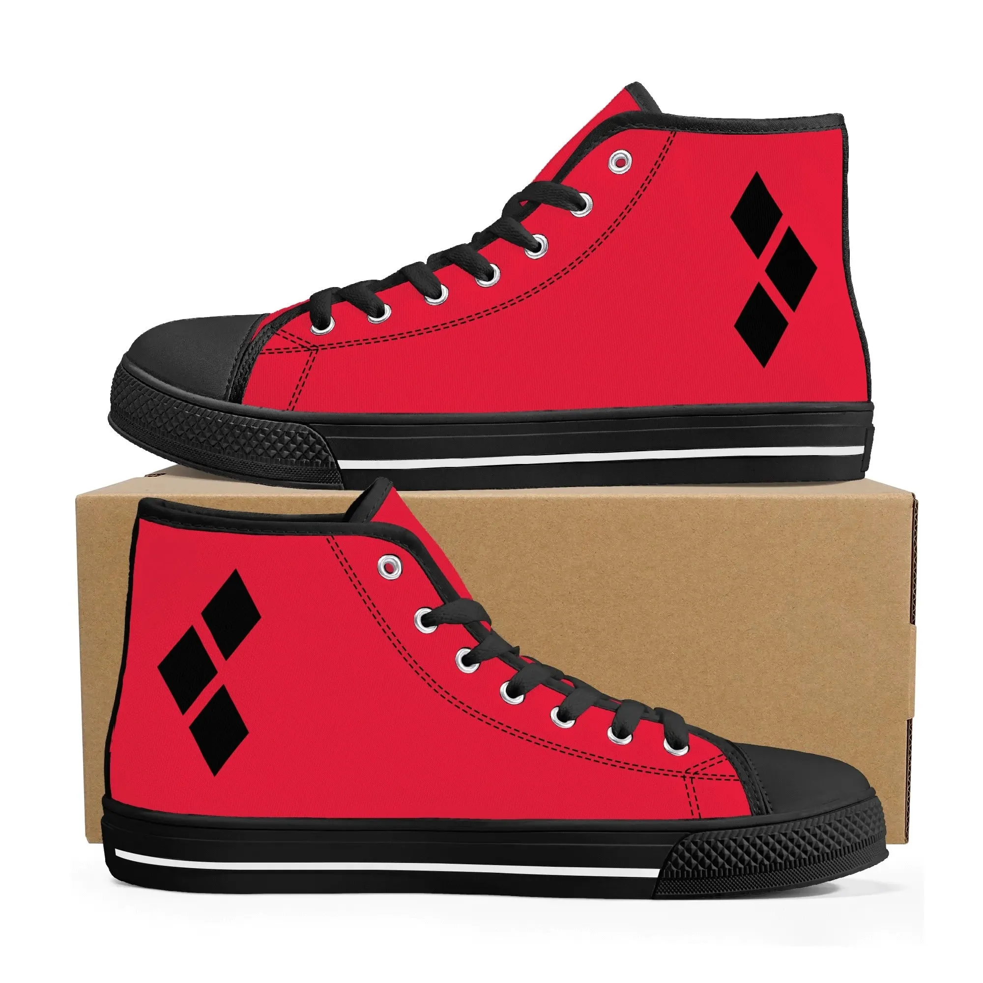 Harley Opposites (L-Red R-Black) Mens High Top Canvas Shoes