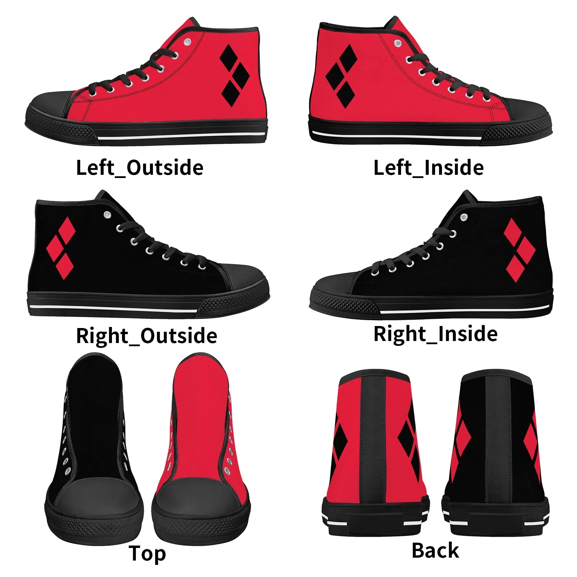 Harley Opposites (L-Red R-Black) Mens High Top Canvas Shoes